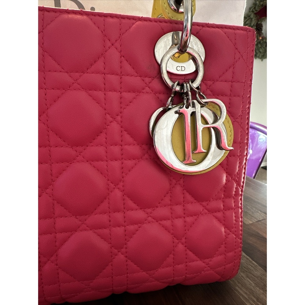 Christian Dior Lady Dior Cannage 2way Handbag Pink Tricolor. Leather Large Bag - Picture 2 of 16